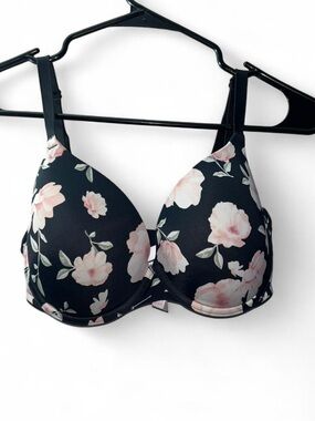 PINK Victoria's Secret Black Bra with Pink Floral Print